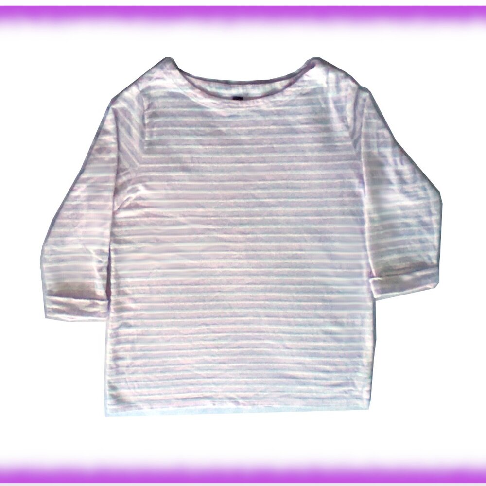 Denver Hayes, 3/4 Length Sleeve, Pink with White Stripes, Large